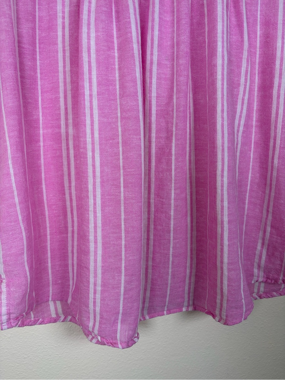 Sonoma Goods for Life PM Pink White Striped Linen Button Front Shirt - Picture 5 of 7